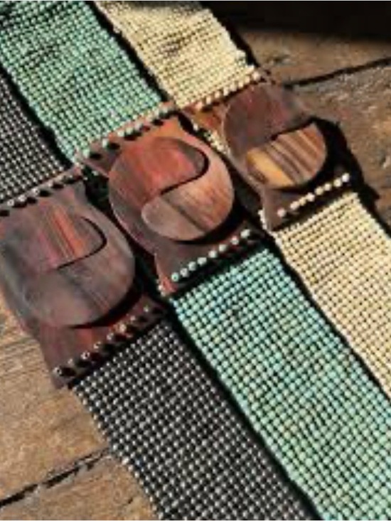 Accessories - Anthropologie X Cocobelle Beaded Stretch Belt with Wooden Buckle